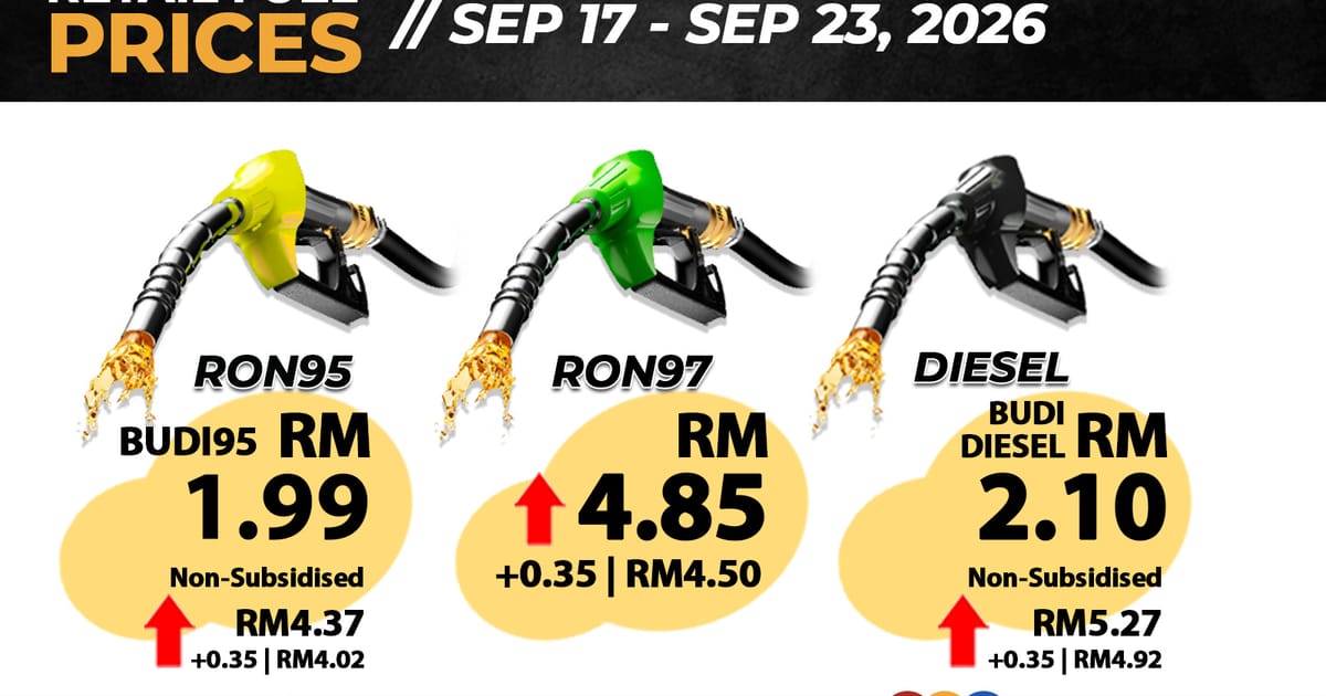 Harga RON97, RON95 tanpa subsidi dan diesel naik 35 sen