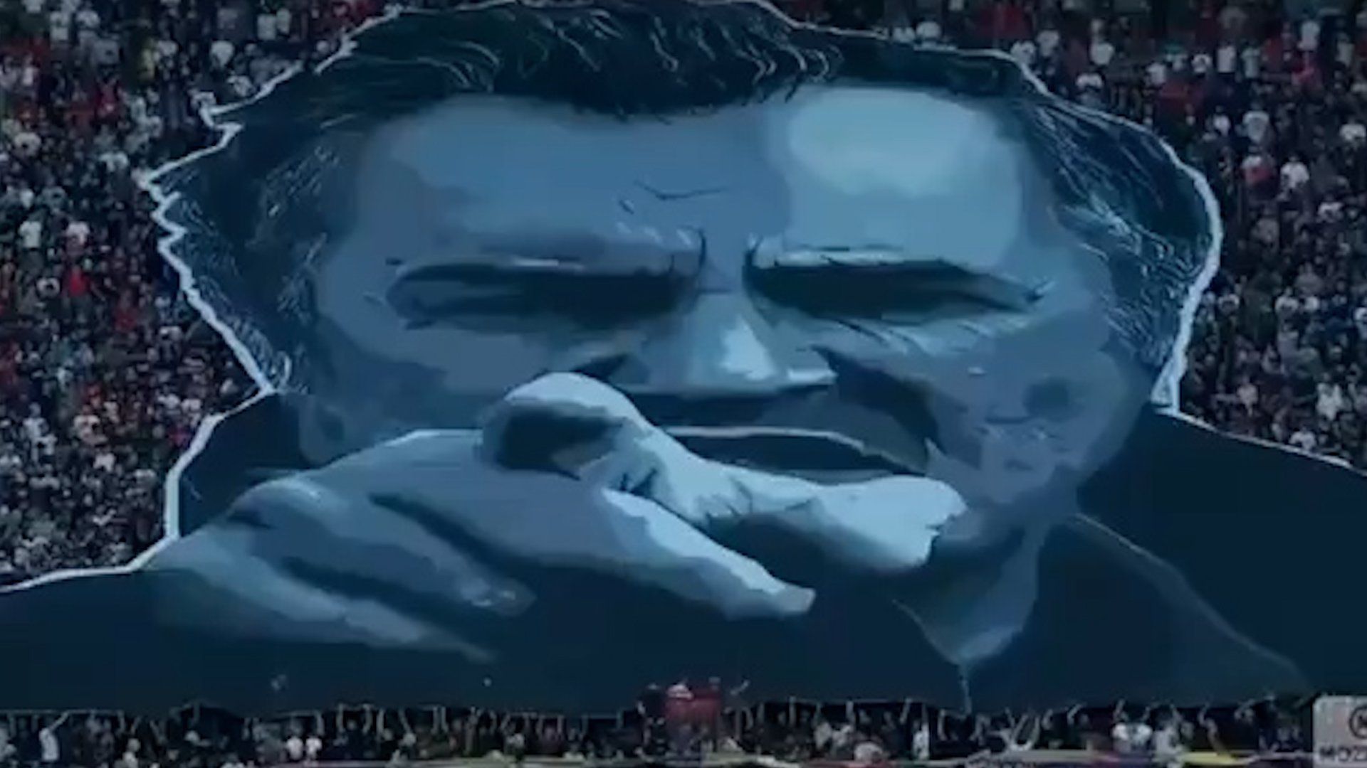 Red Star Belgrade fans display banner honouring Balkan war crimes suspect