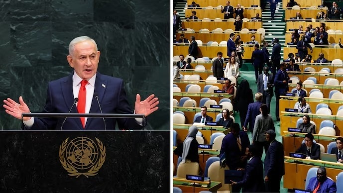 Netanyahu challenges walkout diplomats at UN General Assembly