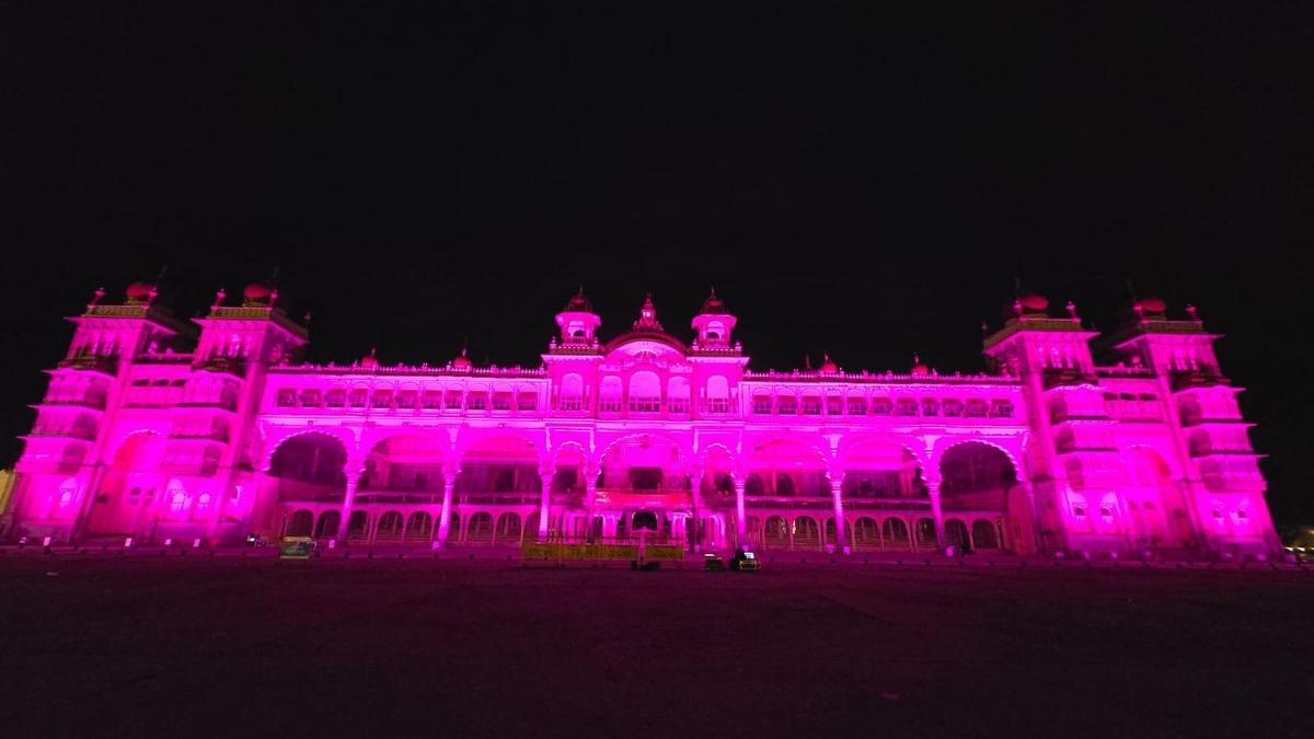 Mysuru Palace illuminated in pink to mark Gruha Lakshmi scheme milestone