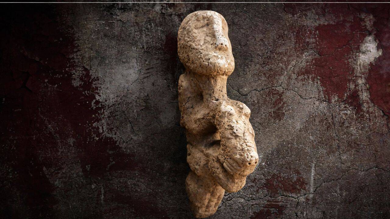 Ancient sculpture of human on leopard unearthed in southeastern Turkey