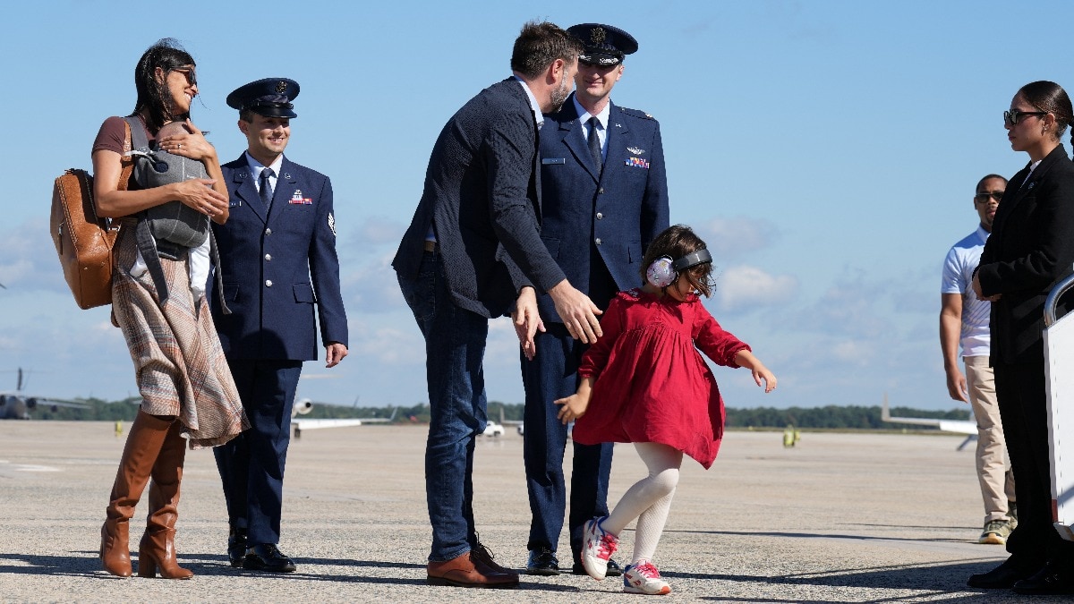 US Vice President-elect Usha Vance Stumbles Exiting Helicopter at Joint Base Andrews