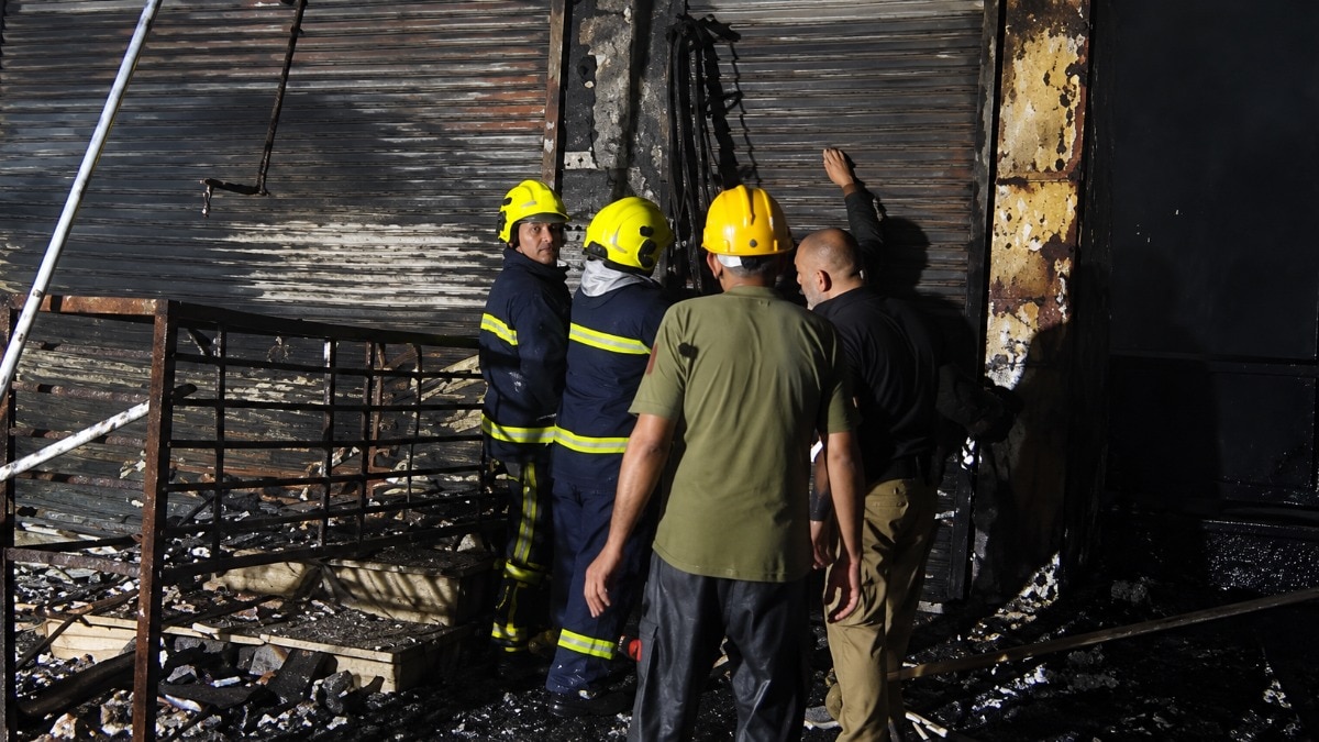 Fire destroys dozens of shops at Jammu market near railway station