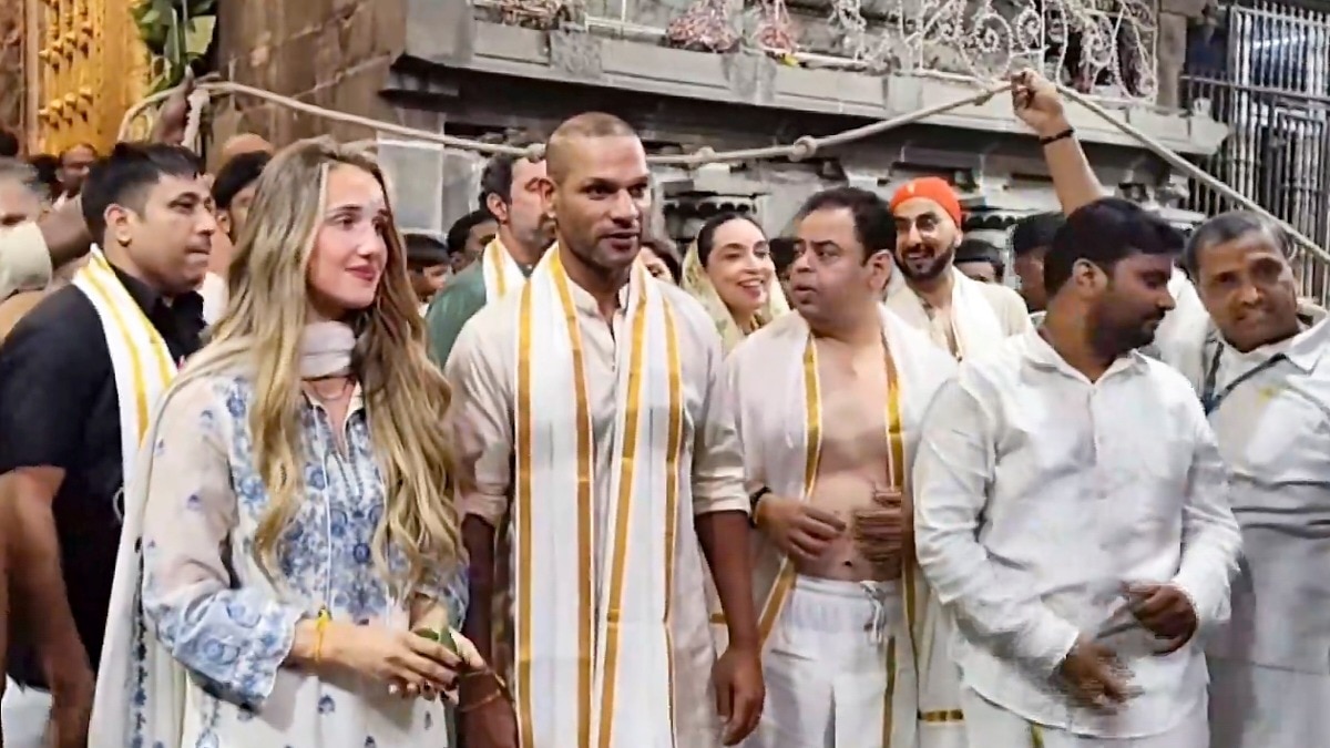 Former India opener Dhawan visits Tirupati temple with wife Sophie