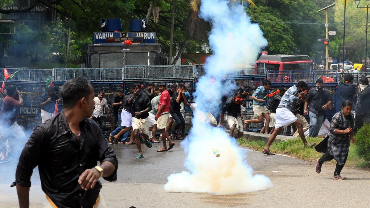 BJP protests at Kerala Assembly turn unruly; police deploy tear gas