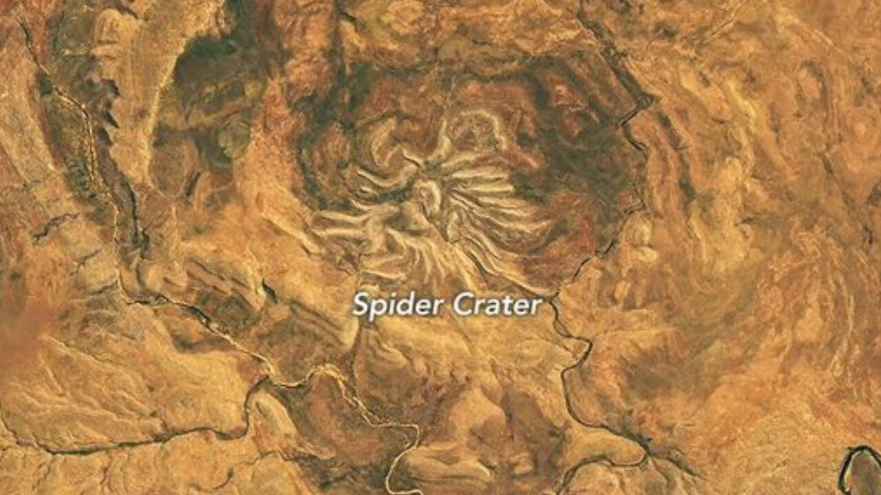 NASA satellite imagery reveals Australia's massive ancient spider-shaped crater