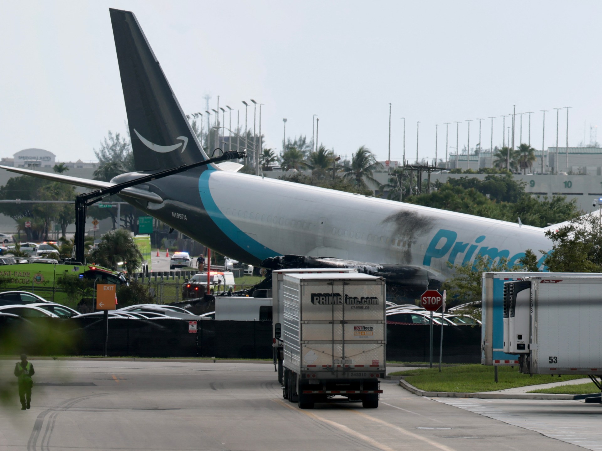 Amazon cargo aircraft crashes during landing approach at Miami airport