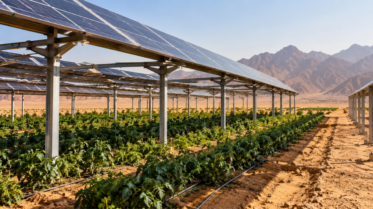 Egypt harnesses solar panels to grow crops in desert heat