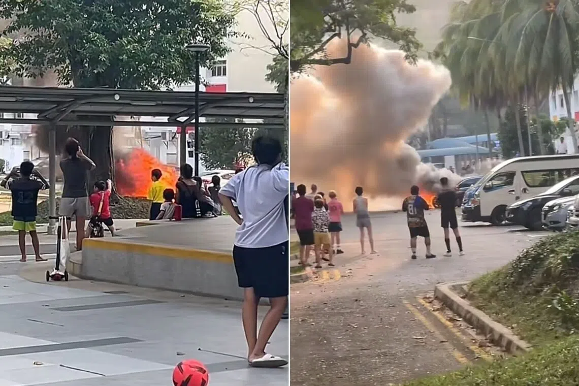 Vehicle engine fire breaks out at Toa Payoh carpark