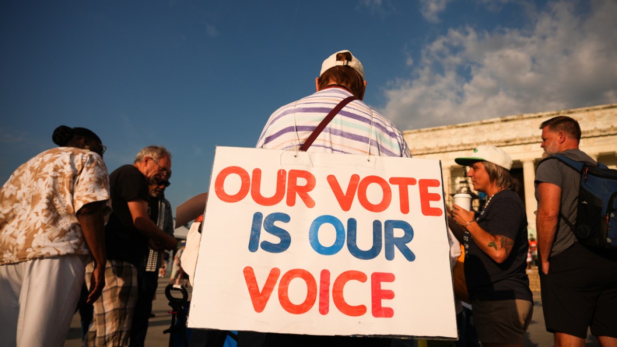 Thousands march in Washington to defend voting rights ahead of midterms