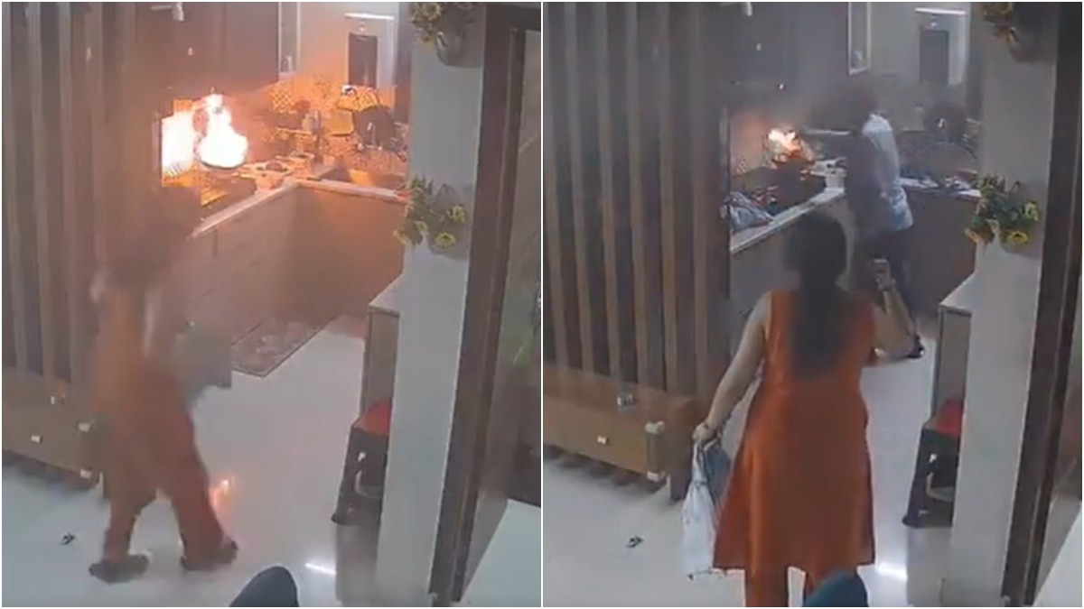 Delivery Agent's Quick Action Saves Woman from Kitchen Fire