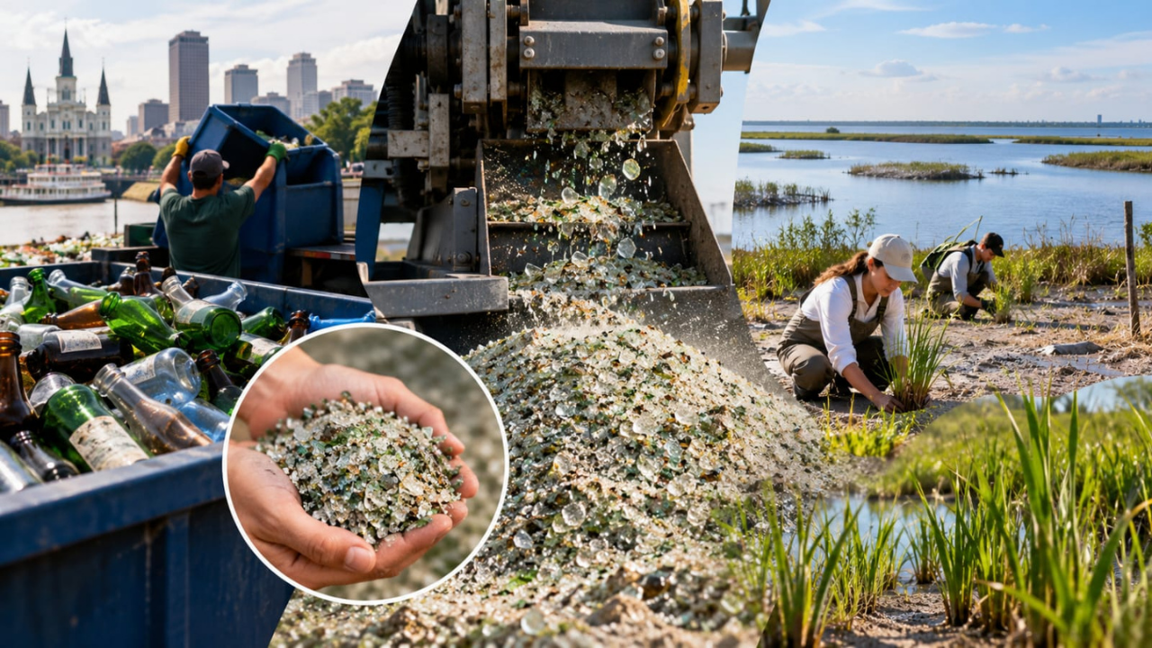 New Orleans transforms discarded glass into coastal restoration sand