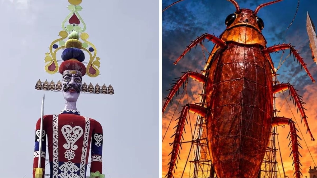 Delhi's Dussehra celebrations take quirky turn with giant cockroach effigy