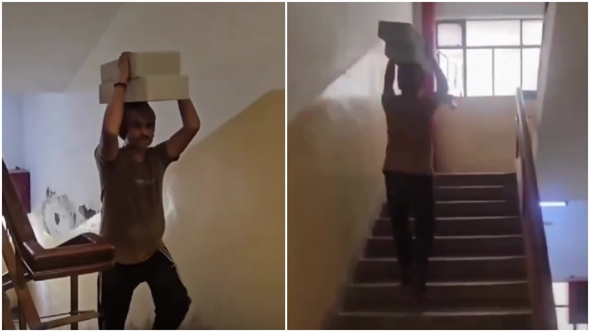 Worker forced to climb 21 floors with heavy load after lift denied