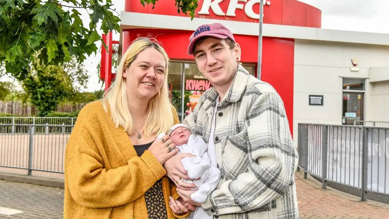 British couple welcomes son in KFC car park, names him Colonel Cody