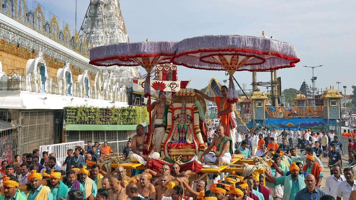 Lord Panduranga Takes Sacred Procession in Golden Serpent Chariot