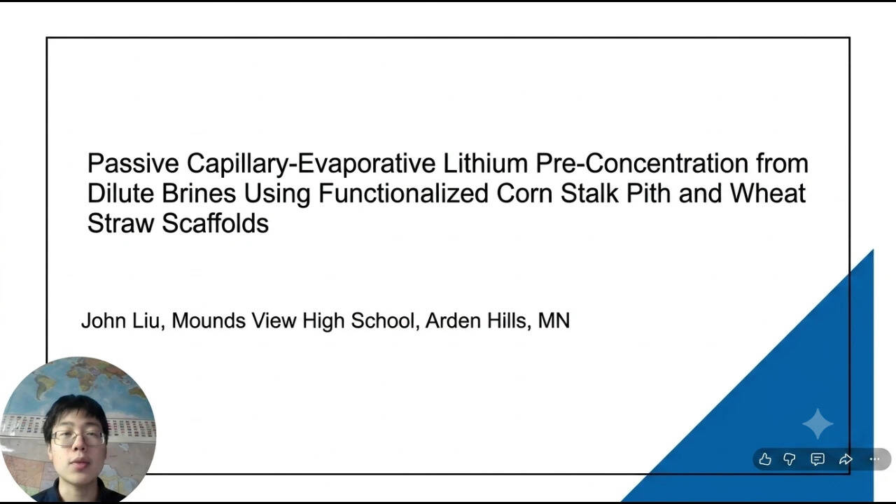 Student harnesses agricultural waste to extract lithium from water