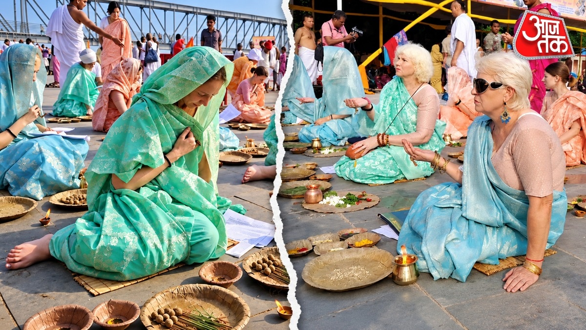 Foreign pilgrims perform ancestral rites at Gaya's sacred Falgु river