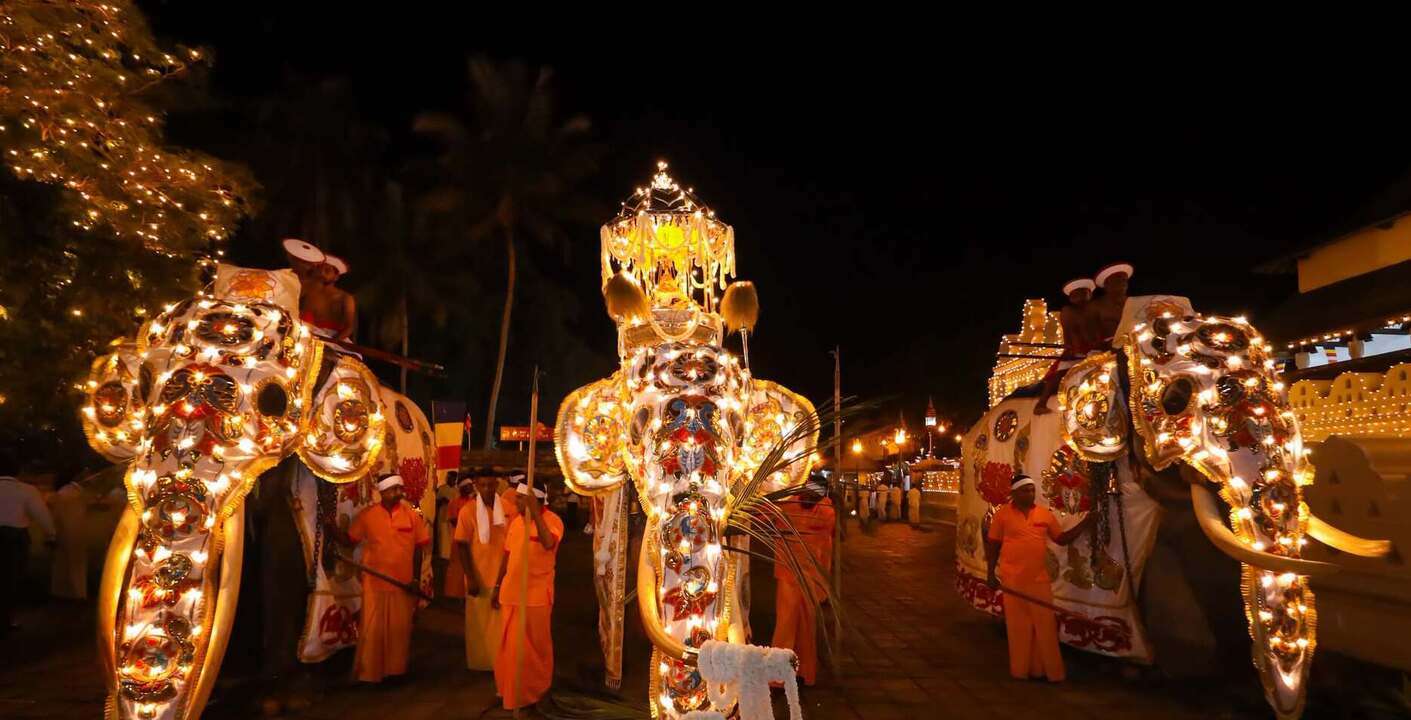 Third Kumbal Perahera procession lights up Kandy streets