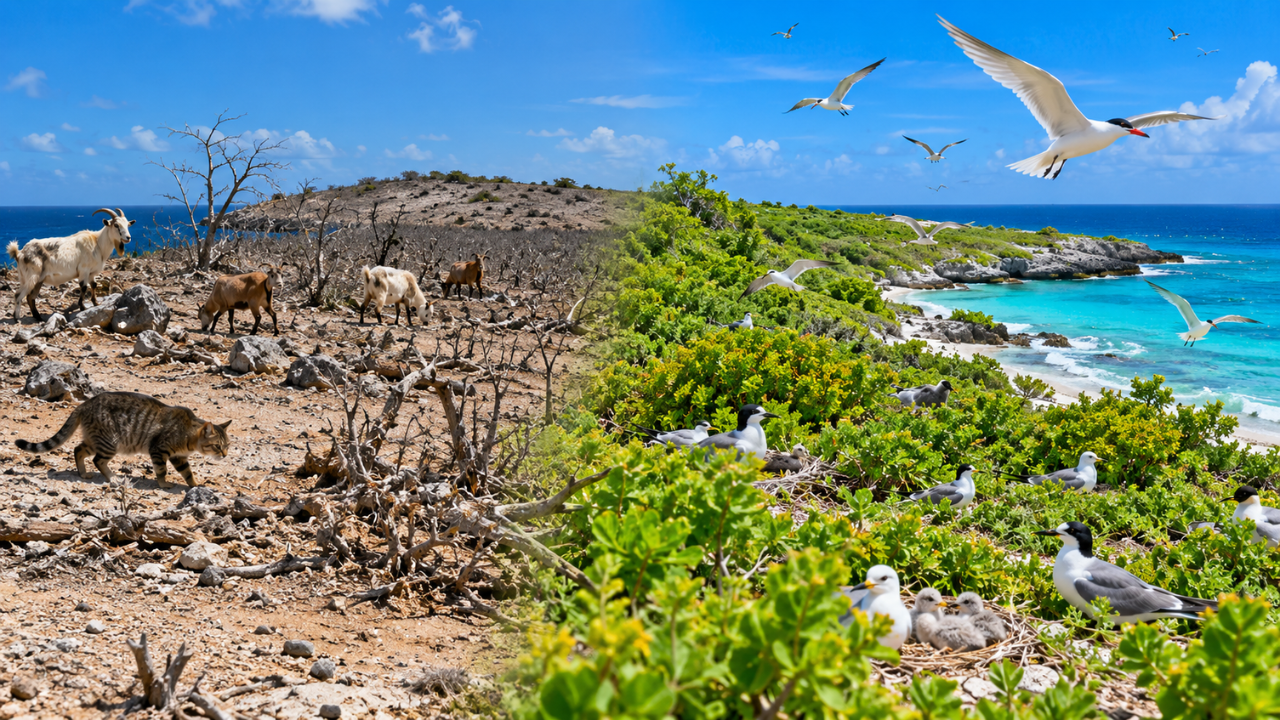 Island restoration project revives habitats for endangered bird species