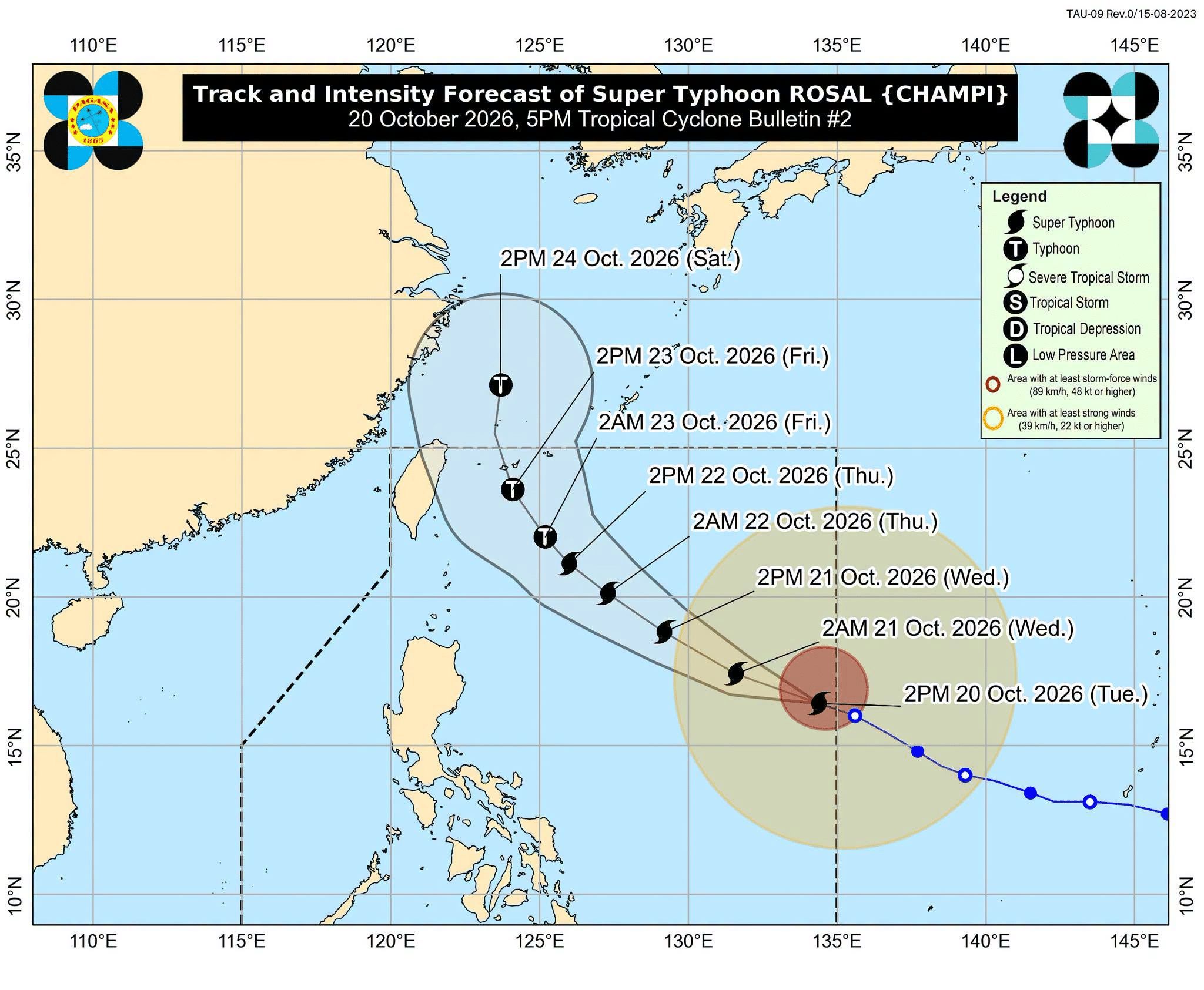 Anim na lugar sa Luzon sa ilalim ng Wind Signal No. 1 dahil sa Super Typhoon Rosal