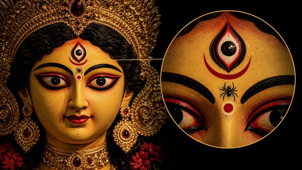 देवी दुर्गा की प्रतिमा में बिंदी के नीचे मकड़ी का प्रतीकात्मक महत्व