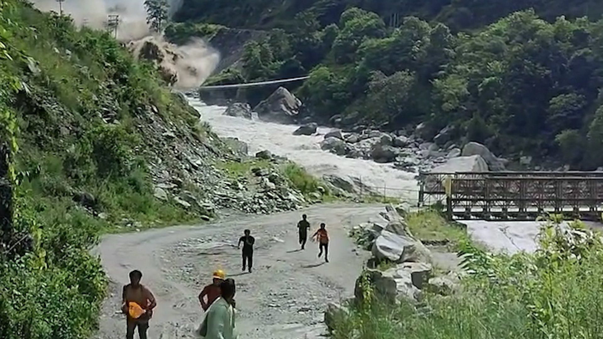 Nepal construction worker captures harrowing mudslide escape on camera