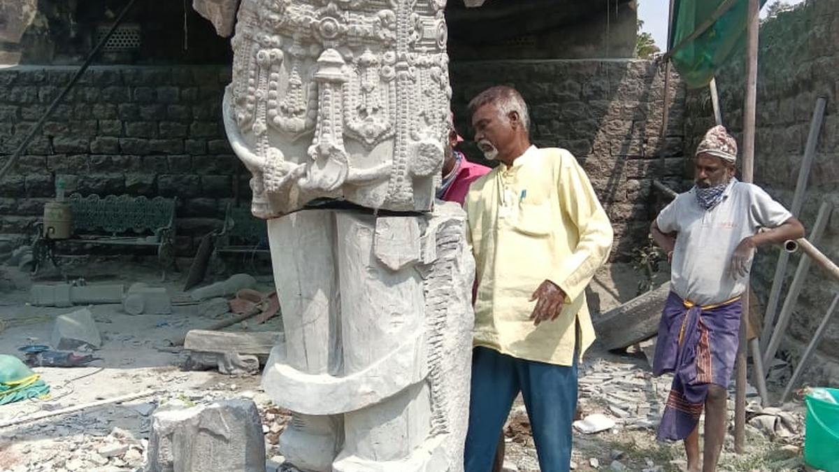ASI restores ancient Dwarapala sculpture at Hanumakonda's Thousand Pillar Temple