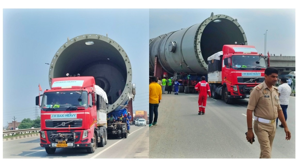 Massive 308-wheel truck carrying 164-tonne machinery reaches Varanasi