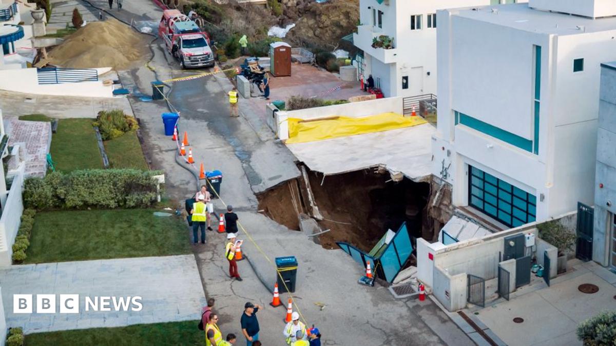 Massive sinkhole swallows driveway at Malibu property