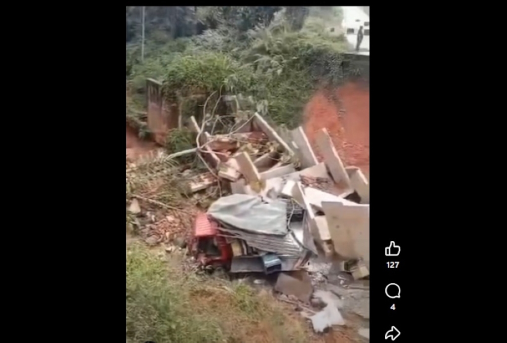 Couple's lucky escape as lorry careens into ravine during Hulu Terengganu landslide