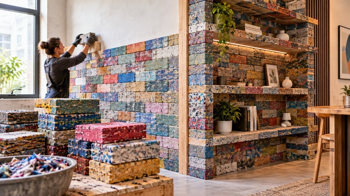 Discarded Textiles Find New Life as Decorative Interior Bricks