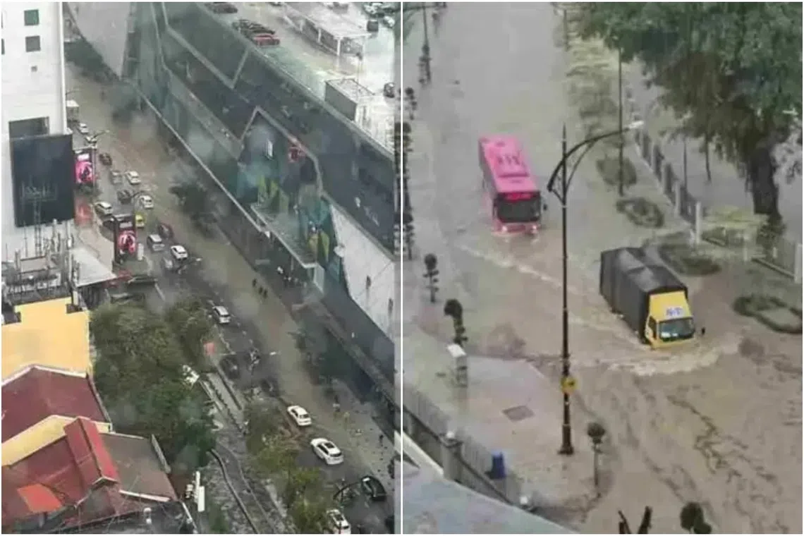 Multiple areas in Johor Bahru swamped by sudden flash floods