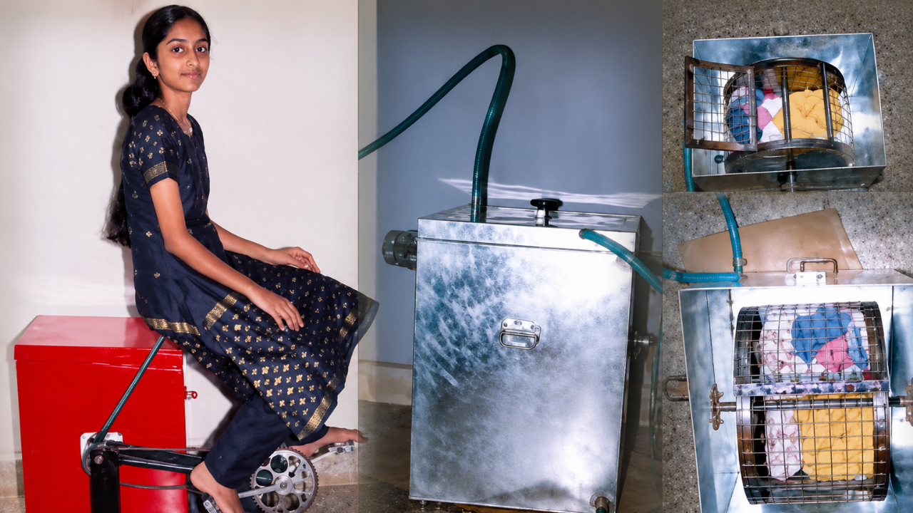 Kerala teenager develops electricity-free washing machine prototype