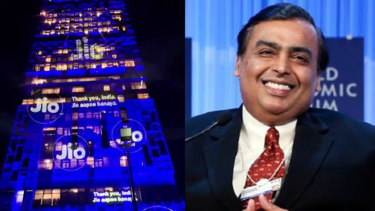 Ambani's Mumbai Mansion Illuminated in Jio Colours Following Listing Celebration
