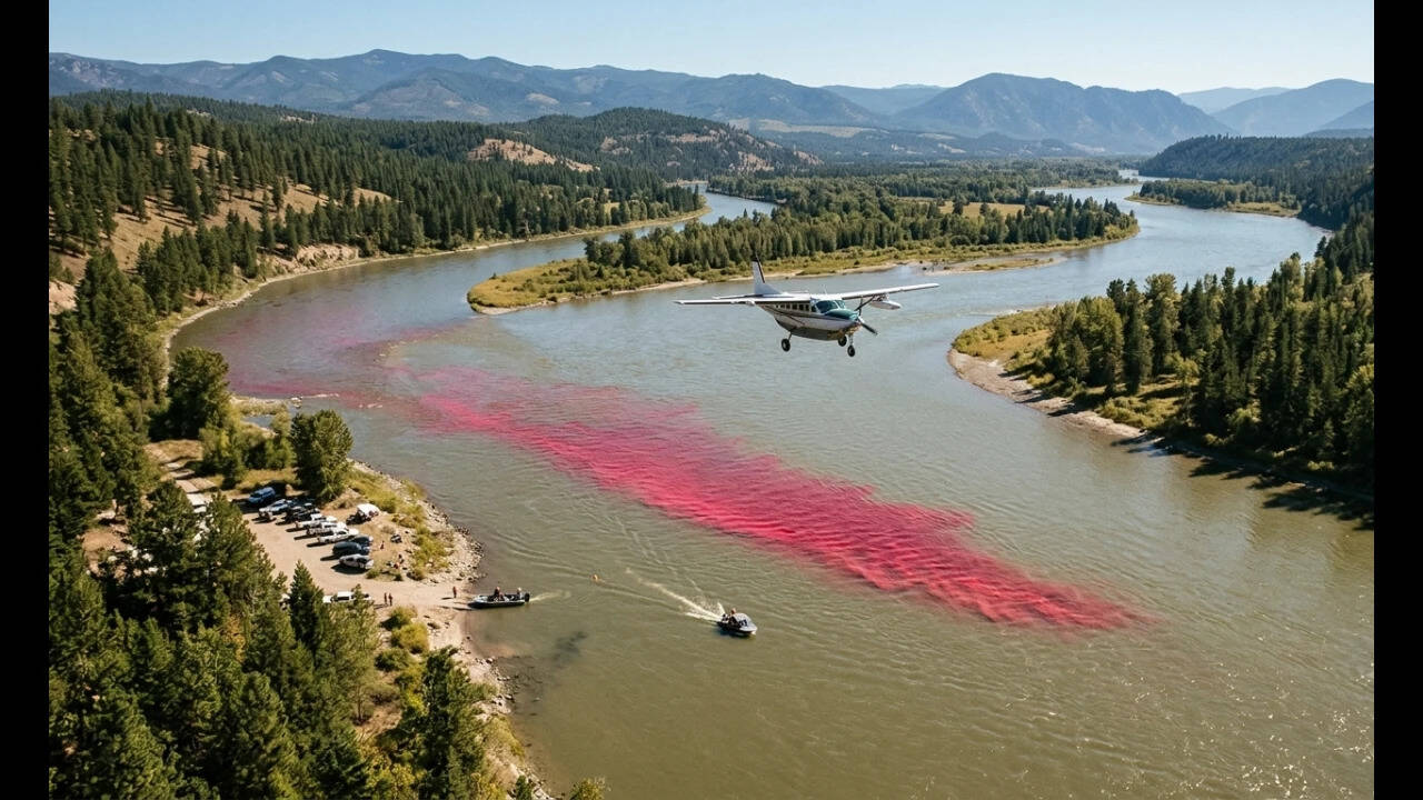 US scientists tracked dye flow in Idaho river using aircraft imaging