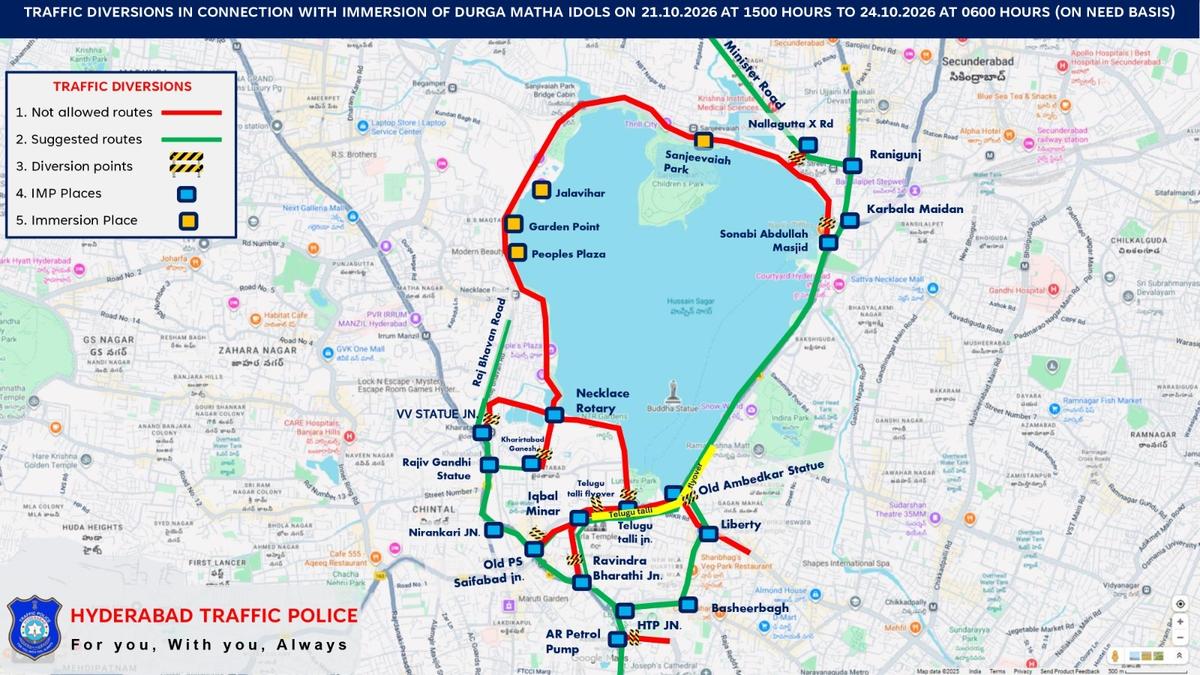 Hyderabad imposes traffic curbs for Durga idol immersion at Hussain Sagar