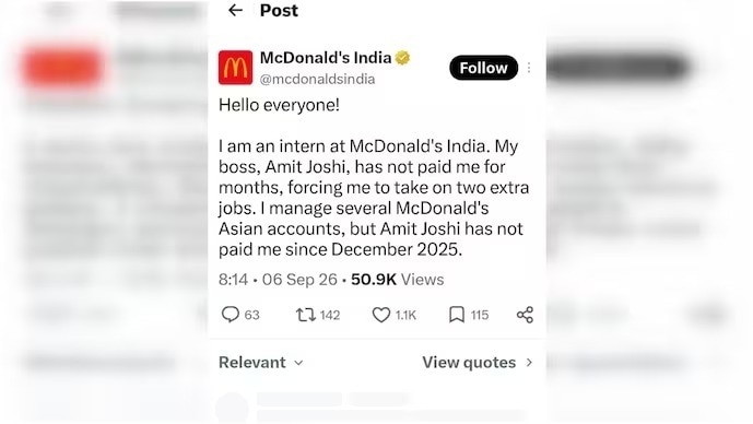 McDonald's India denies claims of unpaid intern wages in viral post