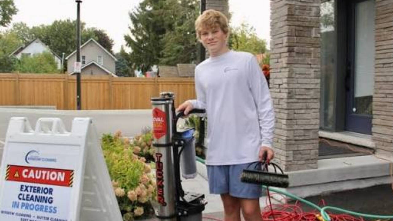Teen entrepreneur builds cleaning business empire from humble bucket beginnings