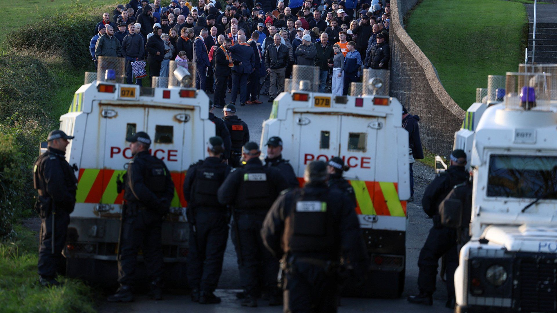 Protesters block Orange Order march through Catholic Portadown neighbourhood