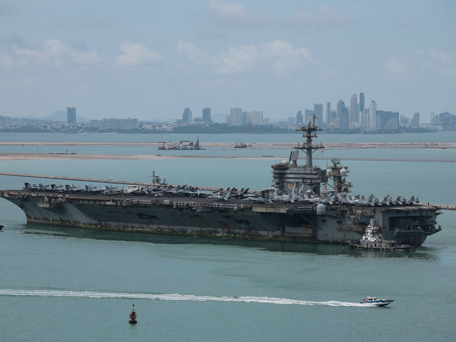 USS Abraham Lincoln docks in Thailand after extended nine-month deployment