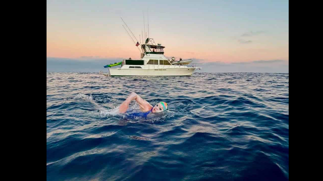Septuagenarian completes grueling 20-mile ocean swim for kidney charity