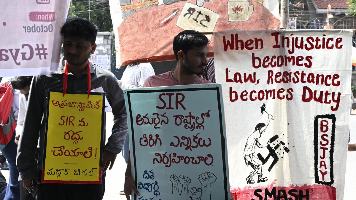 Hyderabad protesters demand CEC resignation over SIR implementation