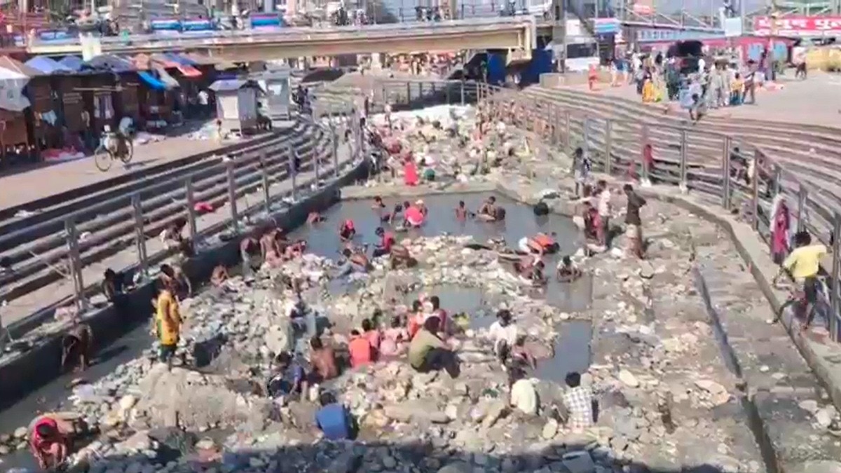 Haridwar pilgrims hunt for treasure in drained canal bed