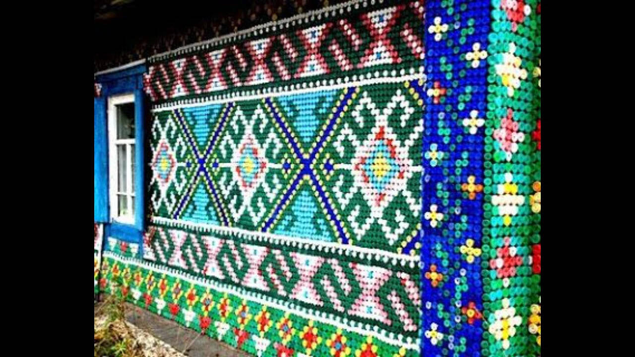 Russian pensioner creates folk-art landmark from 30,000 bottle caps