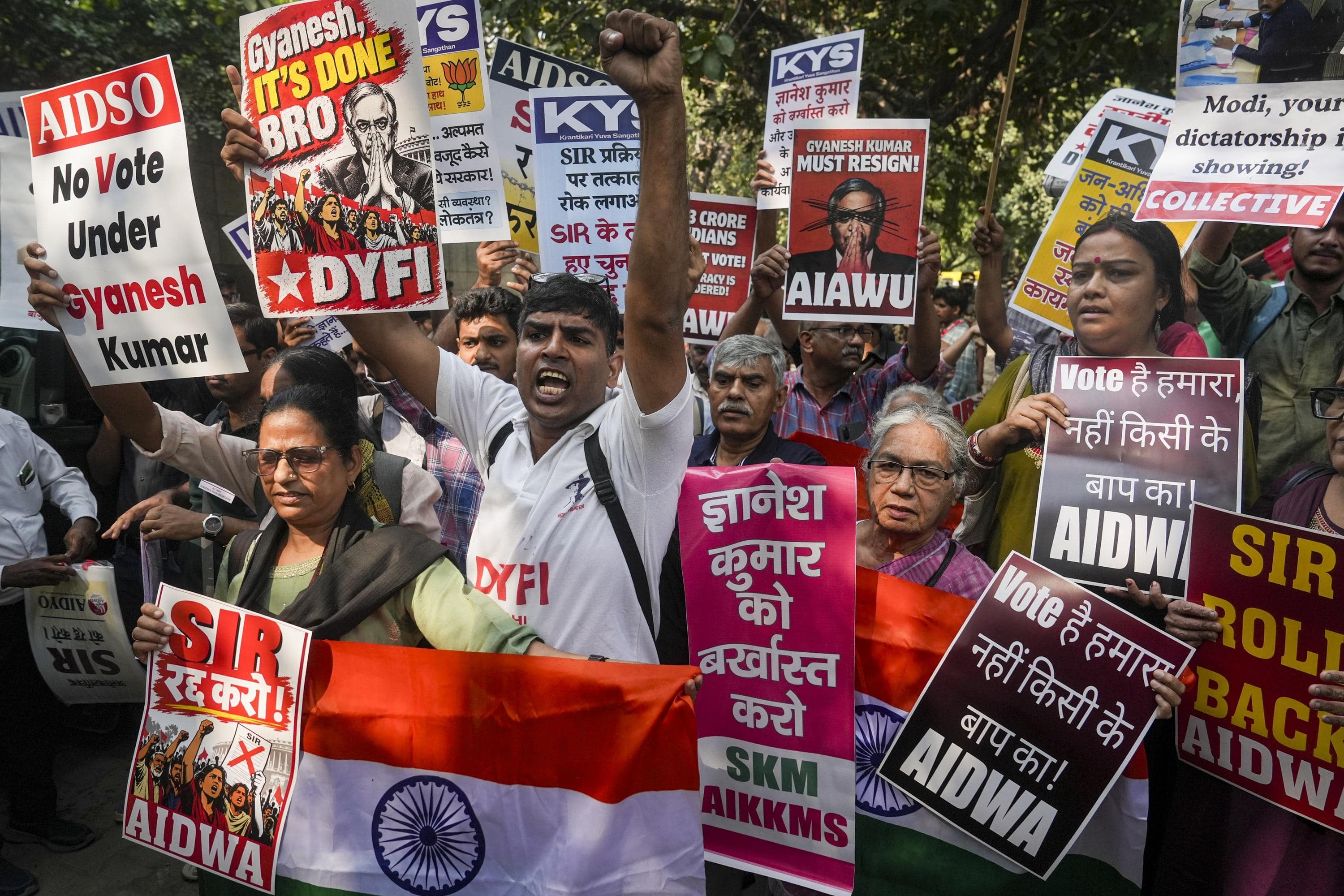 Activists march to ECI headquarters protesting electoral roll deletions