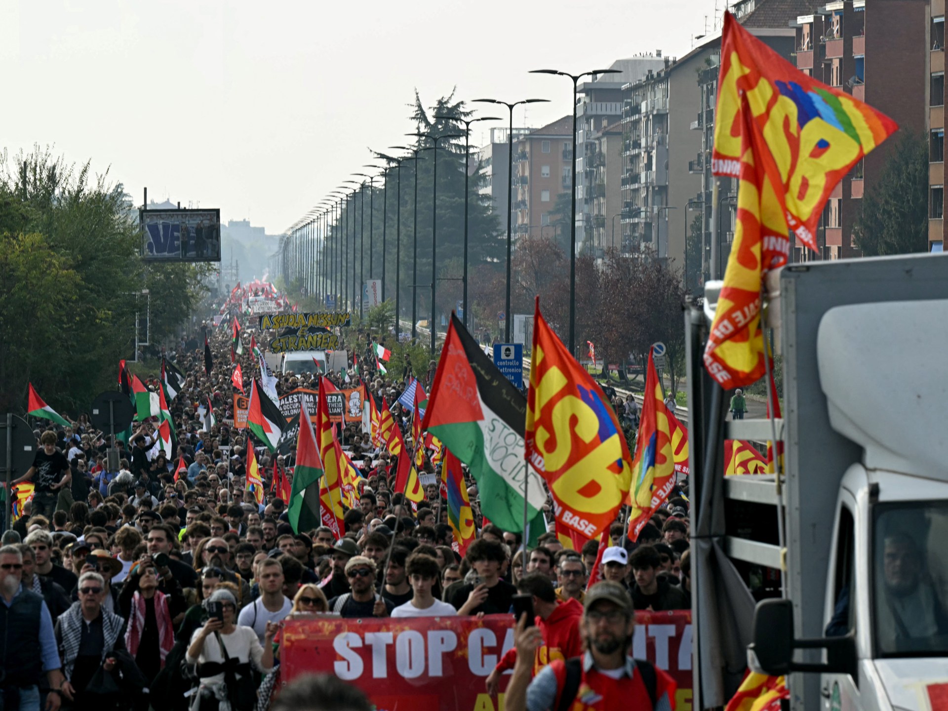 Italy bolsters security as mass student and union protests gain momentum