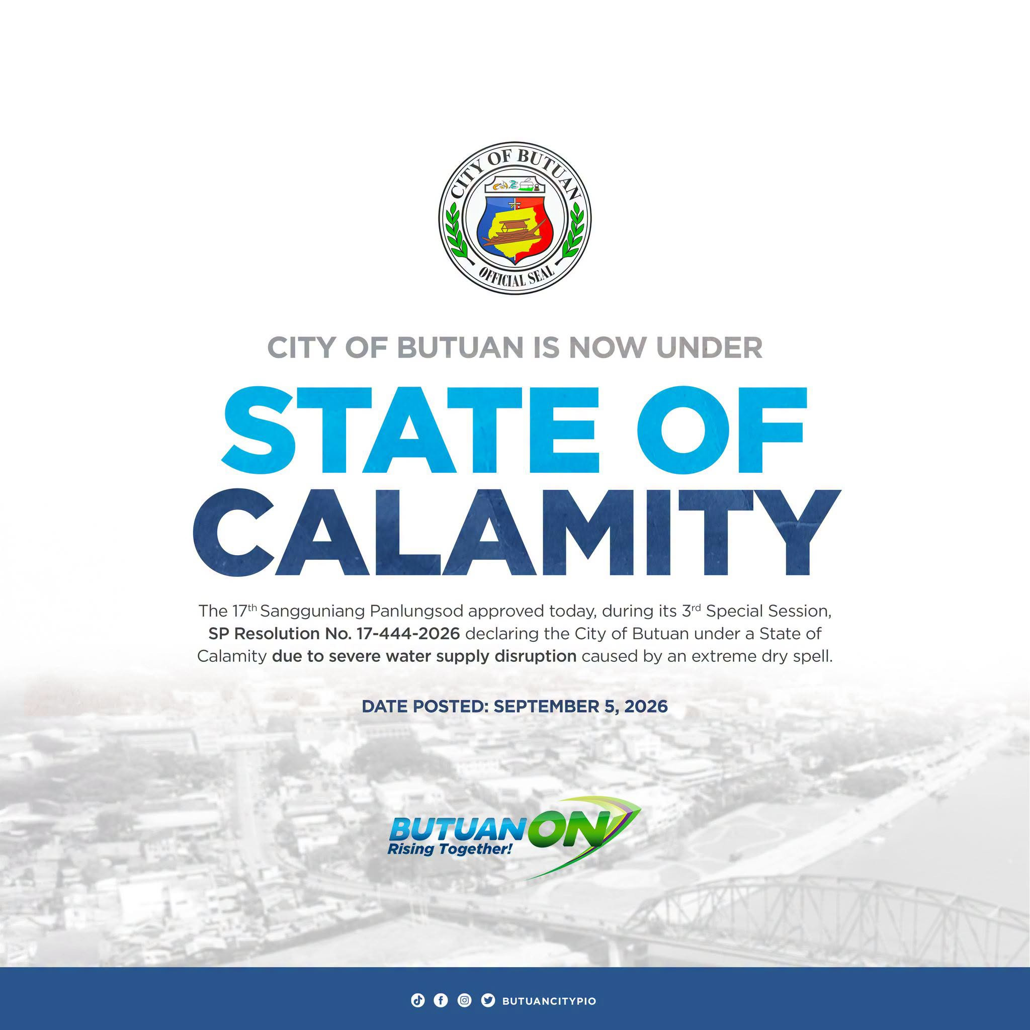 Butuan City declares calamity status to tackle water crisis