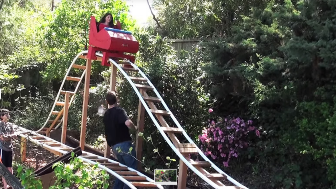 California man builds 180-foot backyard roller coaster for son