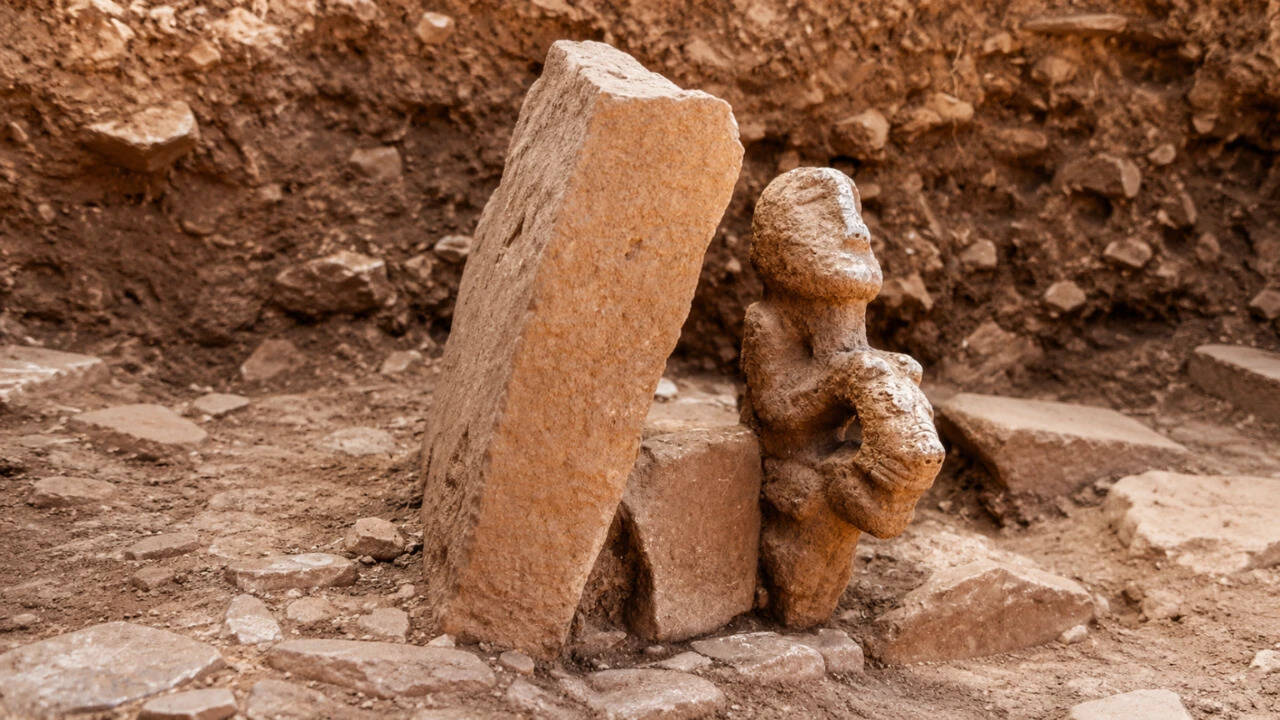 Ancient statue depicting human astride leopard unearthed in Turkey